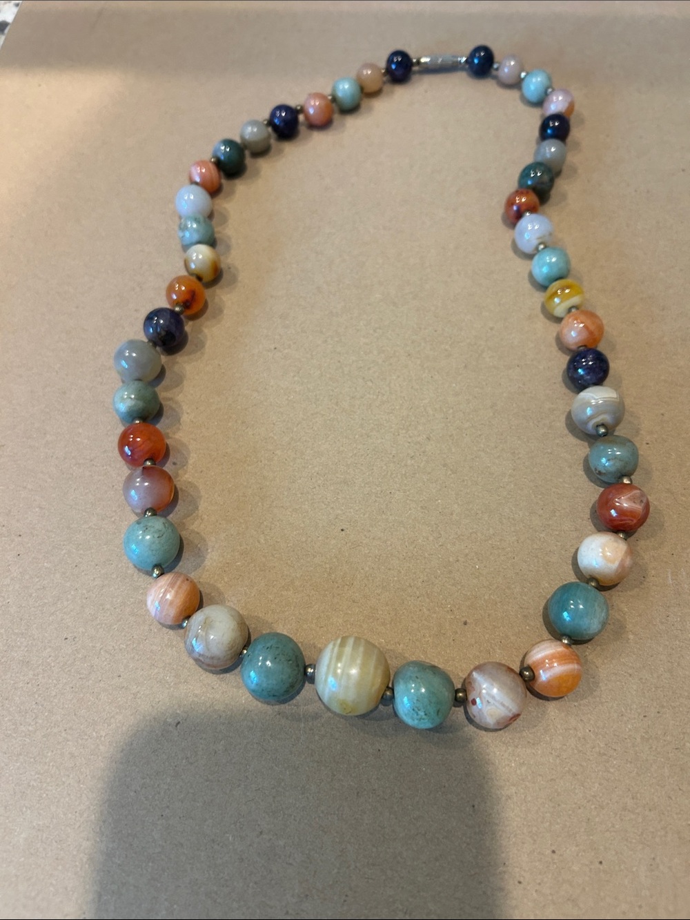 Multicolor Semi-Precious Bead Necklace — Mixed Stone Accent
